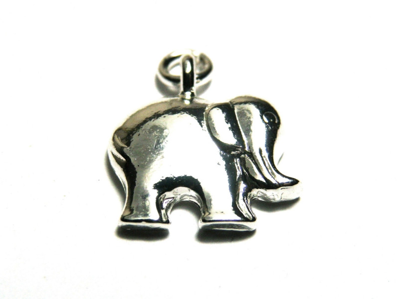 15 mm Elephant Metal Alloy Charm With Open Jump Ring (2 pc.) - Silver Plated