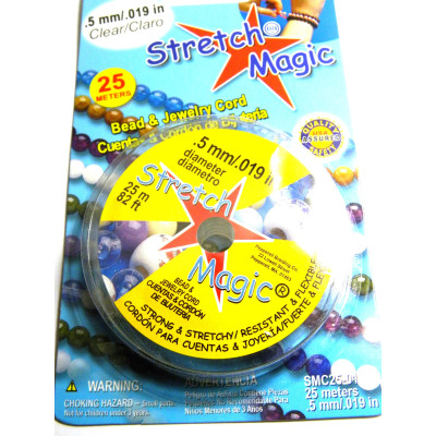 0.5 mm (.020 inch) - 24 GA - Stretch Magic Elastic Jewelry Cord - 25 m (82 ft.) - CLEAR