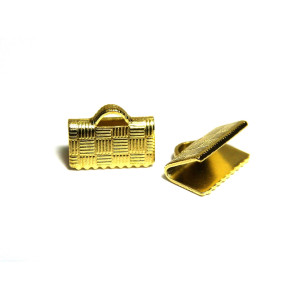 10 mm Brass Ribbon Crimp Ends - Gold - Crimp Termi... 10 mm Brass Ribbon Crimp Ends - Gold - Crimp Termi...