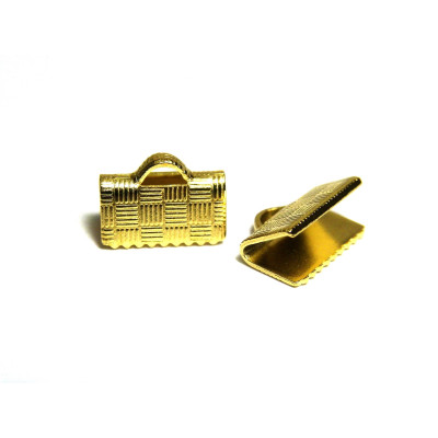 10 mm Brass Ribbon Crimp Ends - Gold - Crimp Terminals