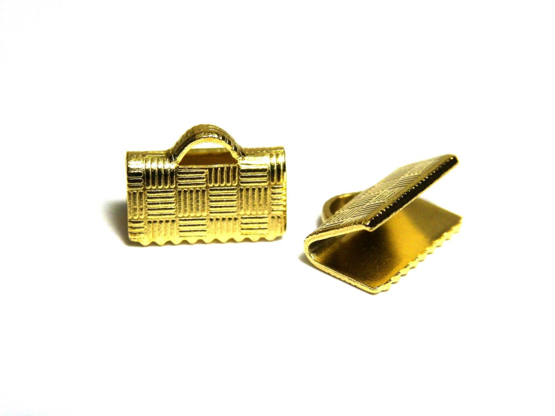Messing Bandklemmen 10 mm für flache Bänder - Gold