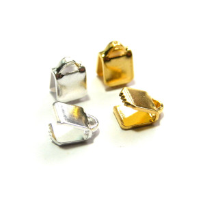 5 mm Mini Brass Ribbon Crimp Ends - Gold or Silver... 5 mm Mini Brass Ribbon Crimp Ends - Gold or Silver...