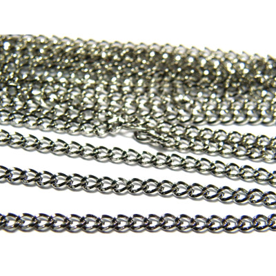2,5 mm x 1,5 mm Edelstahldrehkette - Gelötete Glieder - Vierkantdraht - 1 m, 5 m od. 10 m