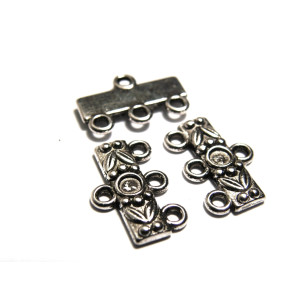 17 mm Floral Rectangular 3-Row Multi-Strand Connec...