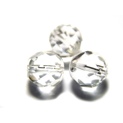 8 mm Round Faceted Fire-polished Czech Glass Beads - Crystal - 15 or 50 pc