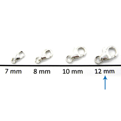 12 mm XL Sterlingsilber Karabiner Verschluss mit öffenem Ring (2 od. 10 Stk.)