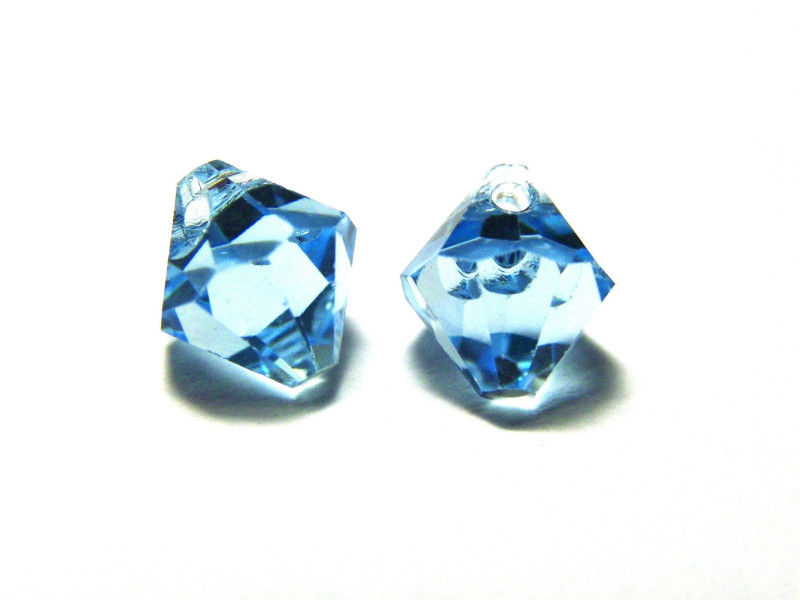 6 mm Rare Swarovski® Crystal 6301 Bicone Pendant With Lateral Holes - Aquamarine - 2 Pc.