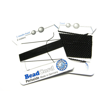 Griffin NylonPower Bead Cord Perlgarn mit Nadel 2 m - Schwarz