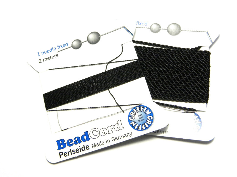 Griffin NylonPower Bead Cord Perlgarn mit Nadel 2 m - Schwarz