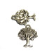 22 mm Large Antique Silver Metal Tree Charm Pendant- 10 pc