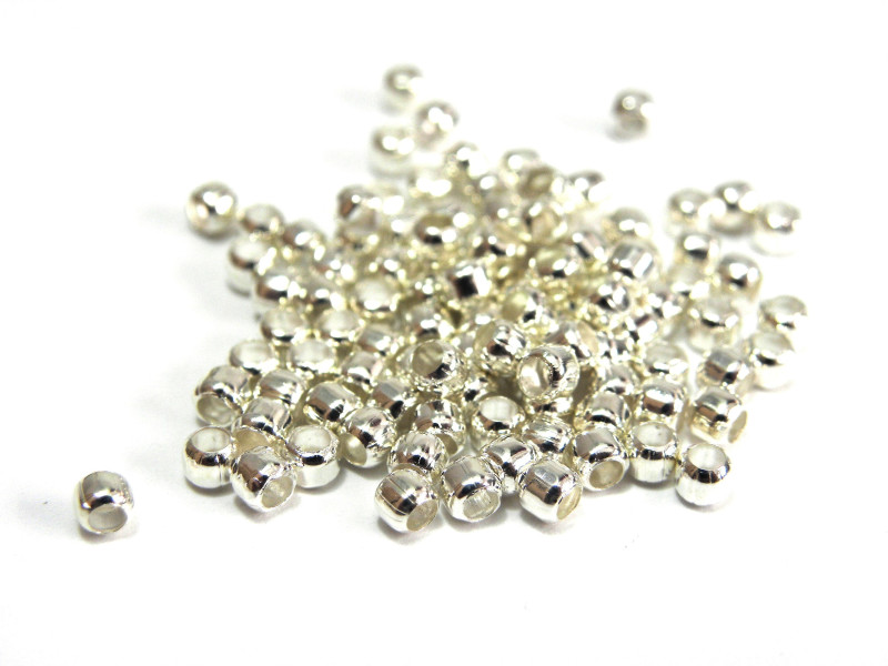2 mm Versilberte Quetschperlen aus Messing (3 g)
