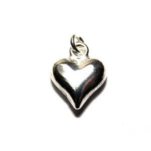 15 mm Large Puffed Heart Charm With Open Jump Ring...