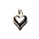 15 mm Large Puffed Heart Charm With Open Jump Ring (2 pc.) - Silver Plated
