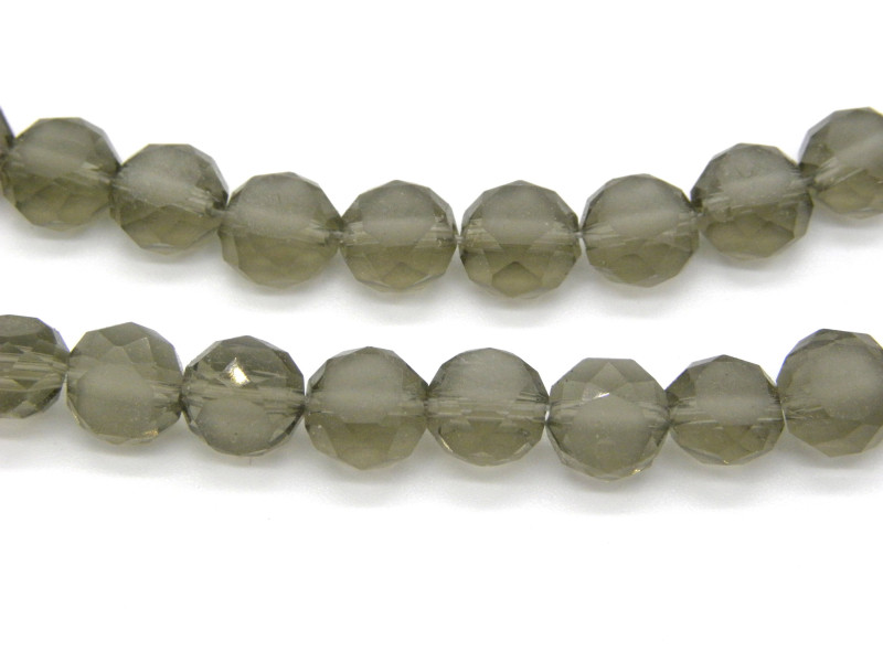 Flache gefrostete Glas Briolette-Glasperlen, flache facettierte Rondelle 8 mm - Grau