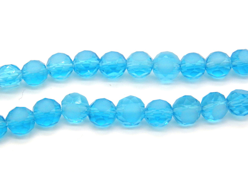 Flache gefrostete Glas Briolette-Glasperlen, flache facettierte Rondelle 6 mm - Aquamarine