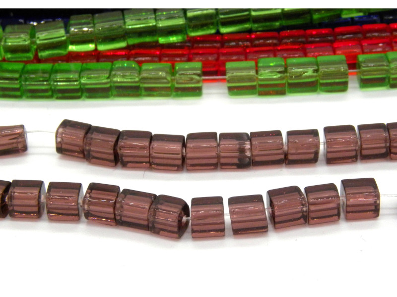 4 mm Small Glass Cube Beads - Cubic Glass Beads - Amethyst (Purple) - 1 Strand with approx. 75 beads