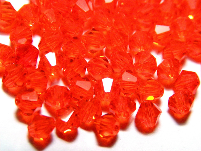 4 mm Czech MC Small Faceted Glass Bicone Beads - Hyacinth Orange