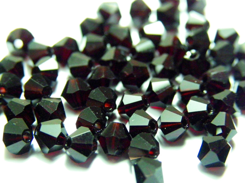 4 mm Czech Small Glass Bicone Beads - Garnet Dark Red