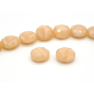 14 mm Large Hand-Made Faceted Flat Round Glass Bea... 14 mm Large Hand-Made Faceted Flat Round Glass Bea...