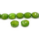 14 mm Large Hand-Made Faceted Flat Round Glass Beads - Green - 12 pc.