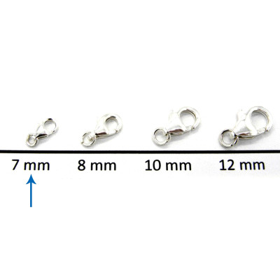 7 mm Mini Solid Sterling Silver 925 Trigger Clasps/Lobster Clasps  with sterling silver jump ring - 2 or 10 pc