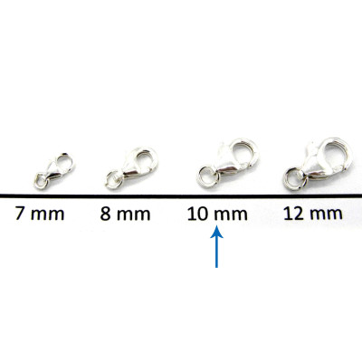 10 mm Sterlingsilber Karabiner Verschluss mit öffenem Ring (2 oder 10 Stk.)