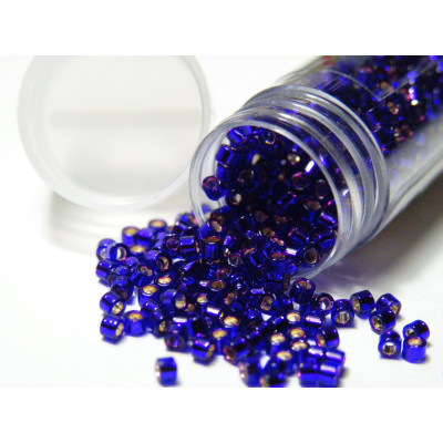11/0 (1.6 x 1.3 mm) Miyuki Delica Japanese Seed Beads, Cylindrical Seed Beads -  Dark Violet Silver lined Dyed - DB 610 - 7.2