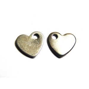 Small Stainless Steel Heart Charm Pendant 10 mm - ...