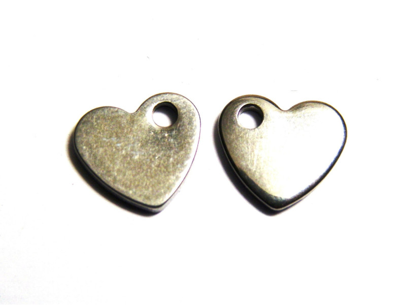Small Stainless Steel Heart Charm Pendant 10 mm - 10 pc