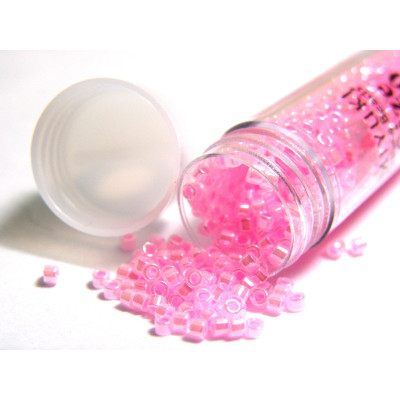 11/0 (1.6 x 1.3 mm) Miyuki Delica Japanese Seed Beads - 7.2 g Vial - Crystal Light Pink Ceylon Lined Dyed - DB 244