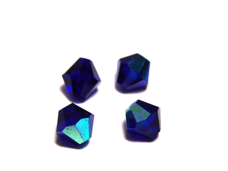 6 mm Czech MC Faceted Glass Bicone Beads - Ultramarine Blue AB