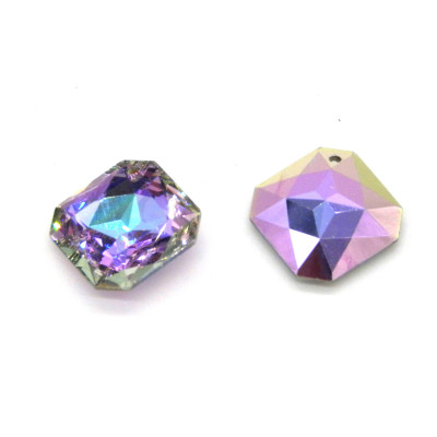 Rare Vintage Swarovski® 6400 Comet Pendant, Cat Eye Pendant - Square Faceted Crystal Pendant, 14 mm - Crystal Medium Vitrail
