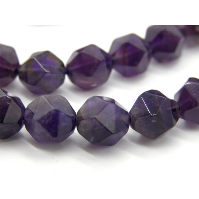 Polygonförmige facettierte Amethystperlen 8mm - Klasse A
