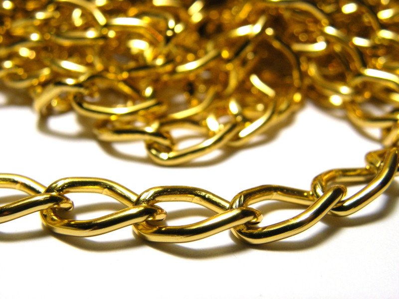 5 m Goldfarbene gedrehte Ankerkette aus Aluminium 9x14 mm