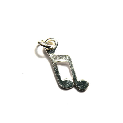 15 mm Musical Note Metal Alloy Charm With Open Jump Ring (2 pc.) - Silver Plated