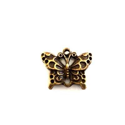 Großer Steampunk Schmetterling-Charm, -Anhänger, Schmetterling-Verbinder, -Zwischenstück 24 mm - Antikgold