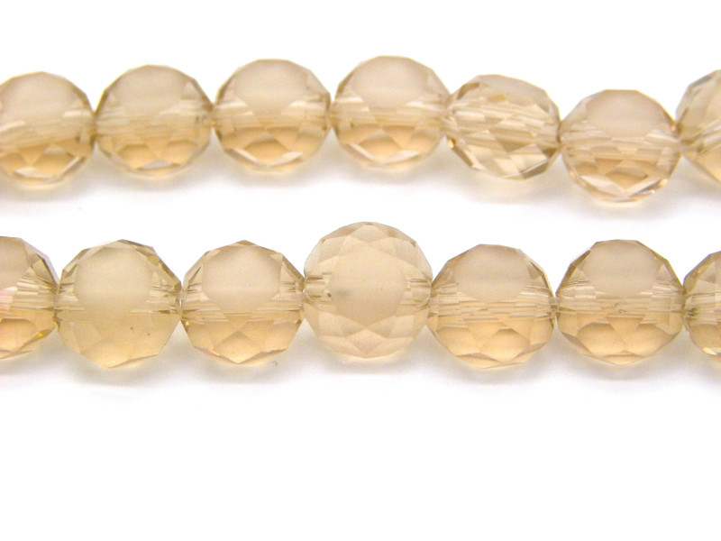 8 mm (0.3 inch) Flat Frosted Glass Beads, Faceted Flat Rondelle Beads - Champagne