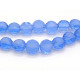 8 mm (0.3 inch) Flat Frosted Glass Beads, Faceted Flat Rondelle Beads - Light Sapphire (Blue)