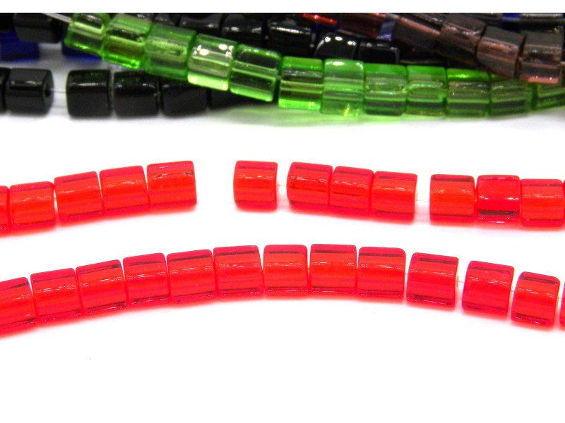 4 mm Small Glass Cube Beads - Cubic Glass Beads - Siam (Red) - 1 Strand with approx. 75 beads