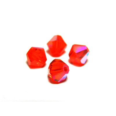 6 mm Czech MC Faceted Glass Bicone Beads - Hyacinth Orange AB