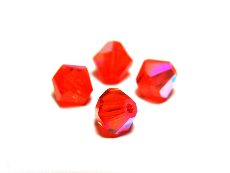 Tschechische MC Doppelkegelperlen, facettierte böhmische Glasperlen - 6 mm - Hyacinth AB