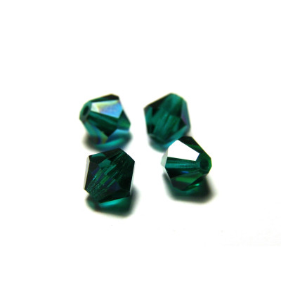 6 mm Czech MC Faceted Glass Bicone Beads - Teal AB