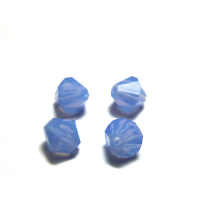 6 mm Czech MC Faceted Glass Bicone Beads - Blue Opal
