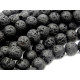 14 mm Large Round Real Lava Stone Beads - Natural Black