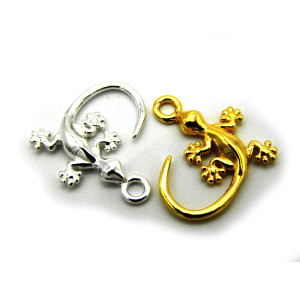 15 mm 925 Sterling Silver Lizard Charm Pendant - S... 15 mm 925 Sterling Silver Lizard Charm Pendant - S...