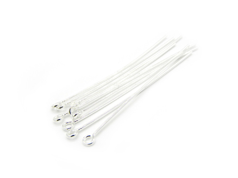 50 mm (2 inch) x 0.7 mm (21GA) Extra-long Strong Sterling Silver 925 Eye Pins (10 Pc.)