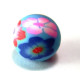 10mm Runde Fimoperlen - Blau mit Blumen (10 Stk.)