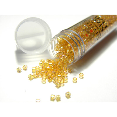 11/0 (1.6 x 1.3 mm) Miyuki Delica Japanese Seed Beads, Cylindrical Seed Beads -  Light Topaz AB - DB 100 - 7.2 g Vial