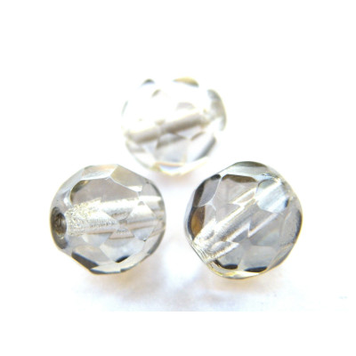 8 mm Round Faceted Fire-polished Czech Glass Beads - Crystal Hematite - 15 or 50 pc