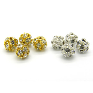 6 mm Round Rhinestone Beads, Strass Balls - Gold o...